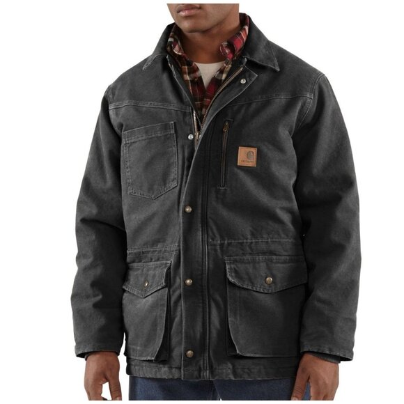 Carhartt Rancher Quilted Lined Jacket 100110 Men's Large Tall Sandstone Black - Picture 1 of 14